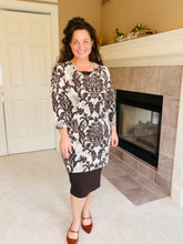 Brown Paisley Print 3/4 Sleeve Tunic