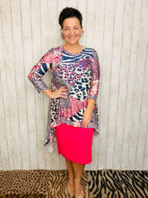 Dramatic High-Low Tunic -Mixed Animal Prints