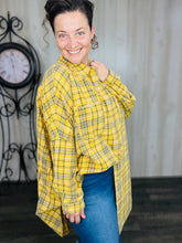 Yellow Plaid Button Front Blouse