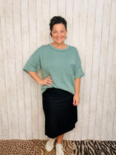 Ribbed Oversized Top-Jade
