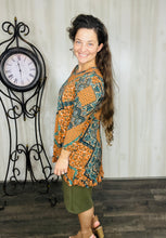 Samantha Ruffle High Low Tunic-Rust & Olive