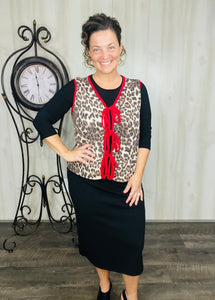 Red & Leopard Vest