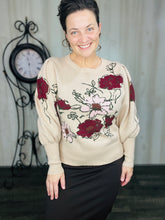 Julia Fashion Sweater- Burgundy Floral