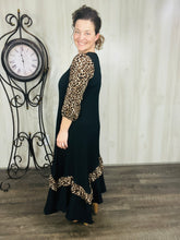 Michella High Low Dress-Black & Leopard