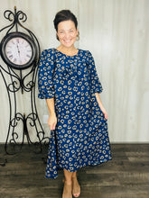 Mandy Animal Print & Bow Dress- Navy