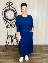 Ribbed Lounge Dress- Navy
