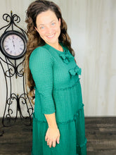 Tonya & Bows Textured Dress- Hunter Green