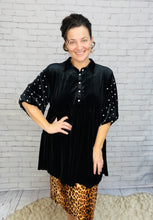 Velvet & Pearl Tunic Style- Black, Hunter Green or Navy