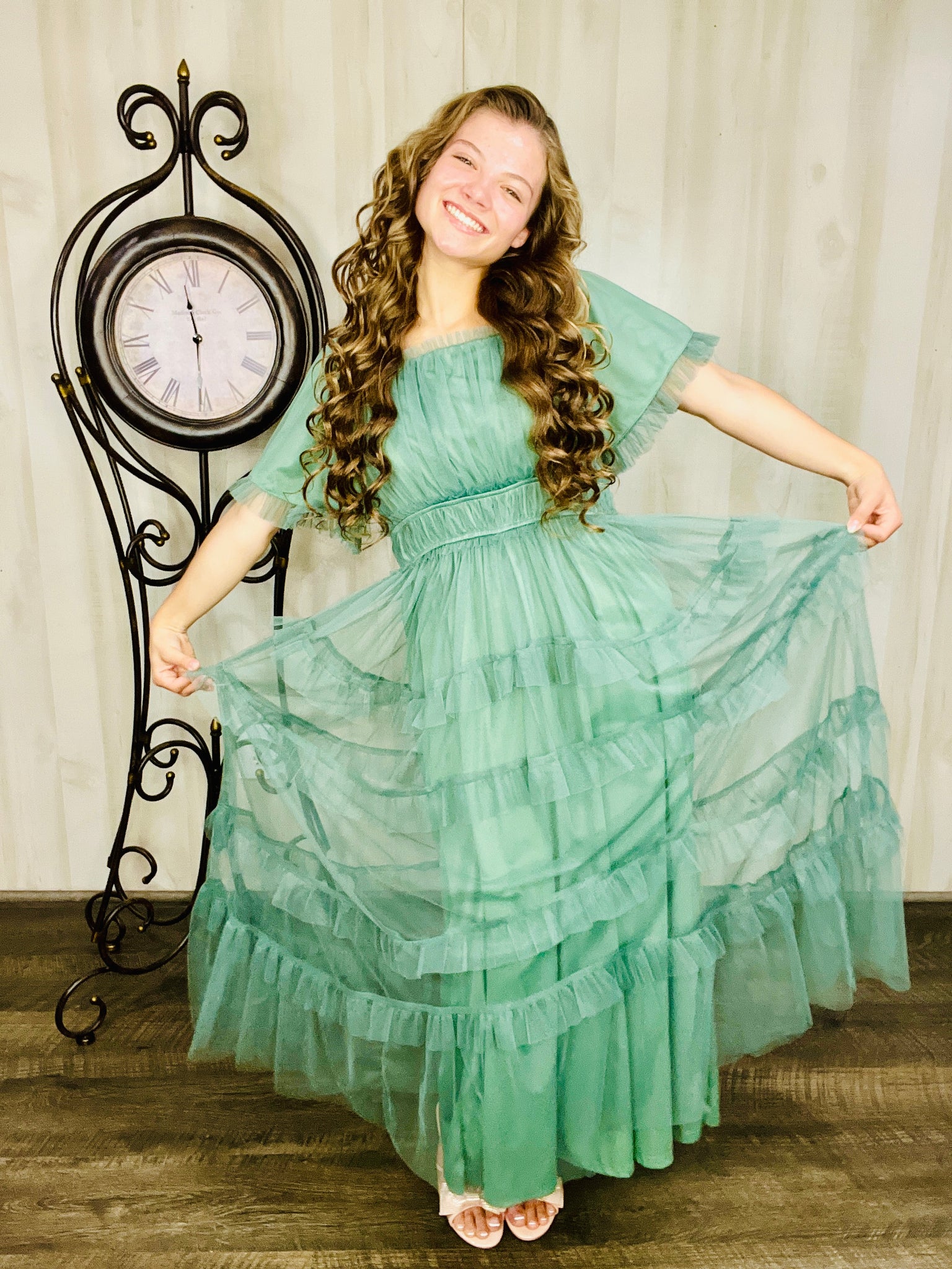 Dreaming Princess Maxi Dress- Dusty Teal The King's Daughter Boutique Dreaming Princess Maxi Dress- Dusty Teal The King's Daughter Boutique