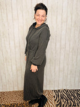 Cozy On Up Ribbed Lounge Dress- Charcoal Black