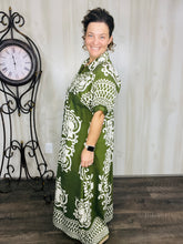 Melanie Boho Smocked Front Dress- Olive