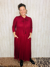 Brenda Bow & Ruffle Burgundy & Gold Dress