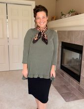 Samantha Ruffle High Low Tunic-Ribbed Olive