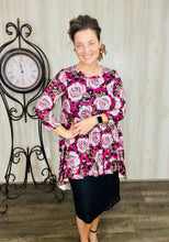 Pink Roses & Leopard High Low Tunic