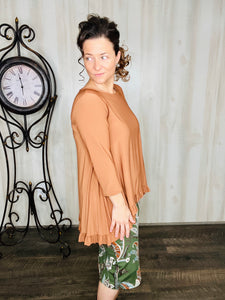 Samantha Ruffle High-Low Tunic-Copper Bronze