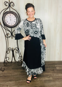 Raquel Black & Paisley Print Dress
