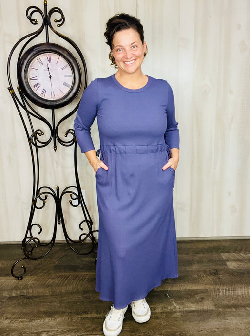 Ribbed Lounge Dress- Eggplant