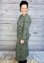 Candice Ribbed Skirt- Olive Animal Print