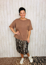 Ribbed Oversized Top- Brown