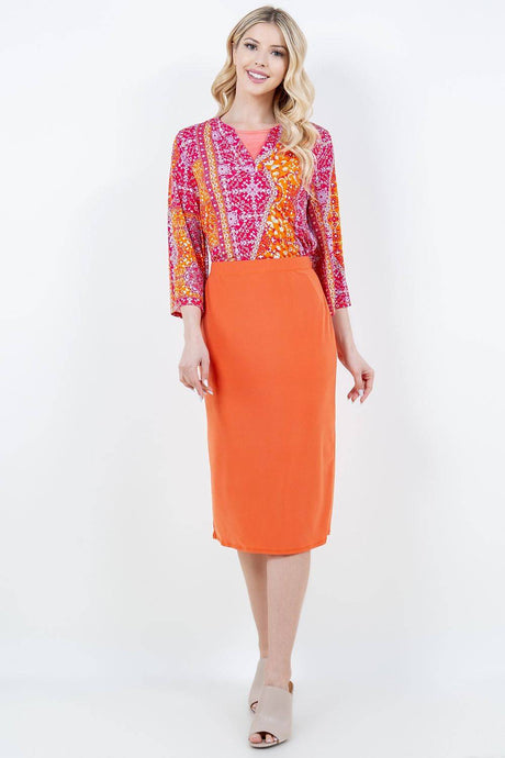 Miss Amy Pencil Skirt (Regular & Plus)- Orange