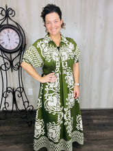Melanie Boho Smocked Front Dress- Olive