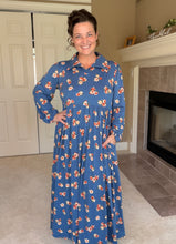 Kaylee Collared Blue & Rust Dress