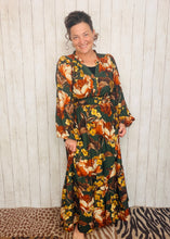 Natasha Smocked Waist Dress- Hunter Green Floral