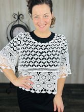 Hook Flower Hollowed Out Fashion Top: Beige or White
