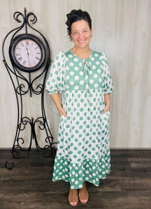 Sabrina Sage & Ivory Polkadot Dress
