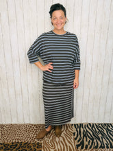 Marissa Ribbed Top- Brown & Blue Stripes