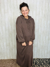 Cozy On Up Ribbed Lounge Dress- Chocolate