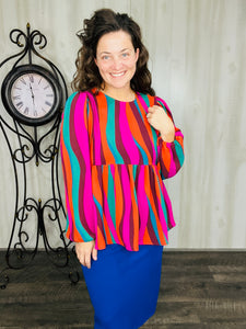 Colors of Fall Striped Peplum Top