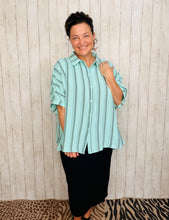 Rylee Mint & Grey Striped Top