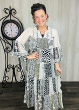 Cheri Patchwork Dress- Black & White