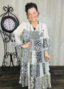 Cheri Patchwork Dress- Black & White