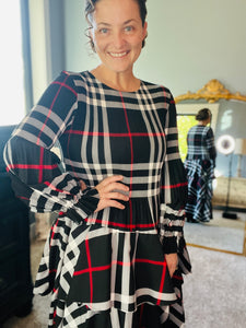 Georgia Plaid Dress- Tan or Red Plaid
