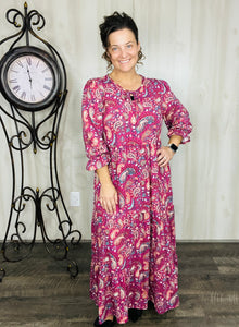 Connie Soft Paisley Dress-Dark Burgundy