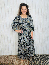 Mallory Black & Floral Square Neck Dress