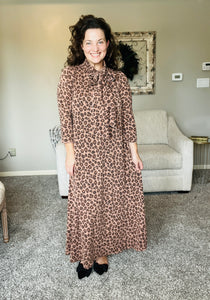 Power On The Day Dress- Ribbed Leopard Print