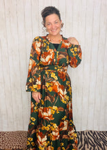 Natasha Smocked Waist Dress- Hunter Green Floral