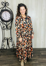 Kaylee Collared Black & Floral Dress