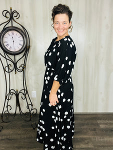 Julia Black & White Polkadot Midi Dress