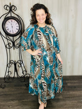 Power On The Day Dress-Teal Zebra
