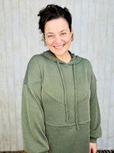 Cozy On Up Ribbed Lounge Dress- Olive