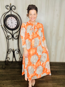 Brenda Bow Orange & Floral Dress