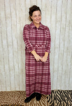 Adorable In Plaid Lounge Dress-Burgundy Plaid