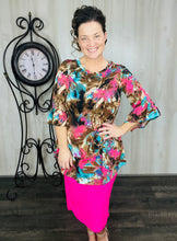 Pink & Chocolate Abstract Print Tunic