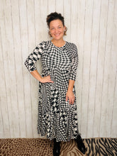 Tonya Marie Tiered Dress- Midi Length-Houndstooth