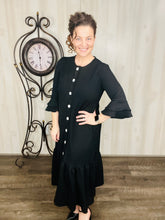 Teresa Button Front Dress-Black