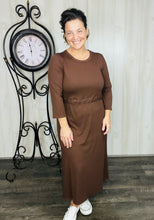 Ribbed Lounge Dress- Chocolate Brown